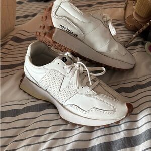 New Balance Women's White and Tan Sneakers